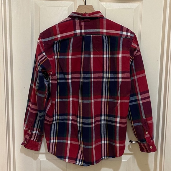 Tommy Hilfiger Y2K Mens Red/Blue XL‎ Plaid Flannel Button Down Shirt - Picture 2 of 9